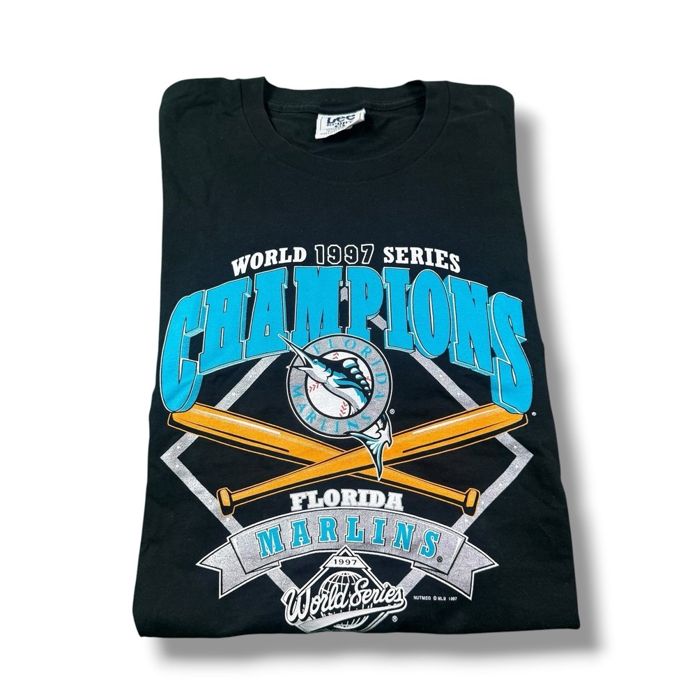 VTG Lee Sport Nutmeg Florida Marlins 1997 World Series Champions T-Shirt XL GUC